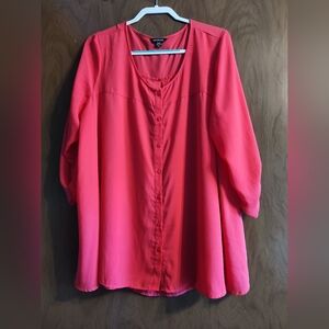 GEORGE Ladies Button Up Semi -Sheer Blouse. Size 2X (18W-20W)